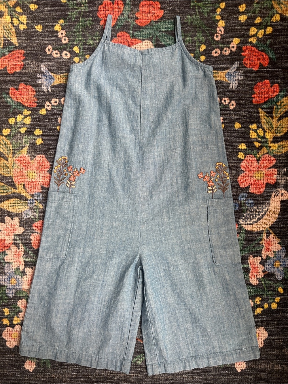 Little Co. by Lauren Conrad Floral Embroidered Chambray Jumpsuit, Size 3T